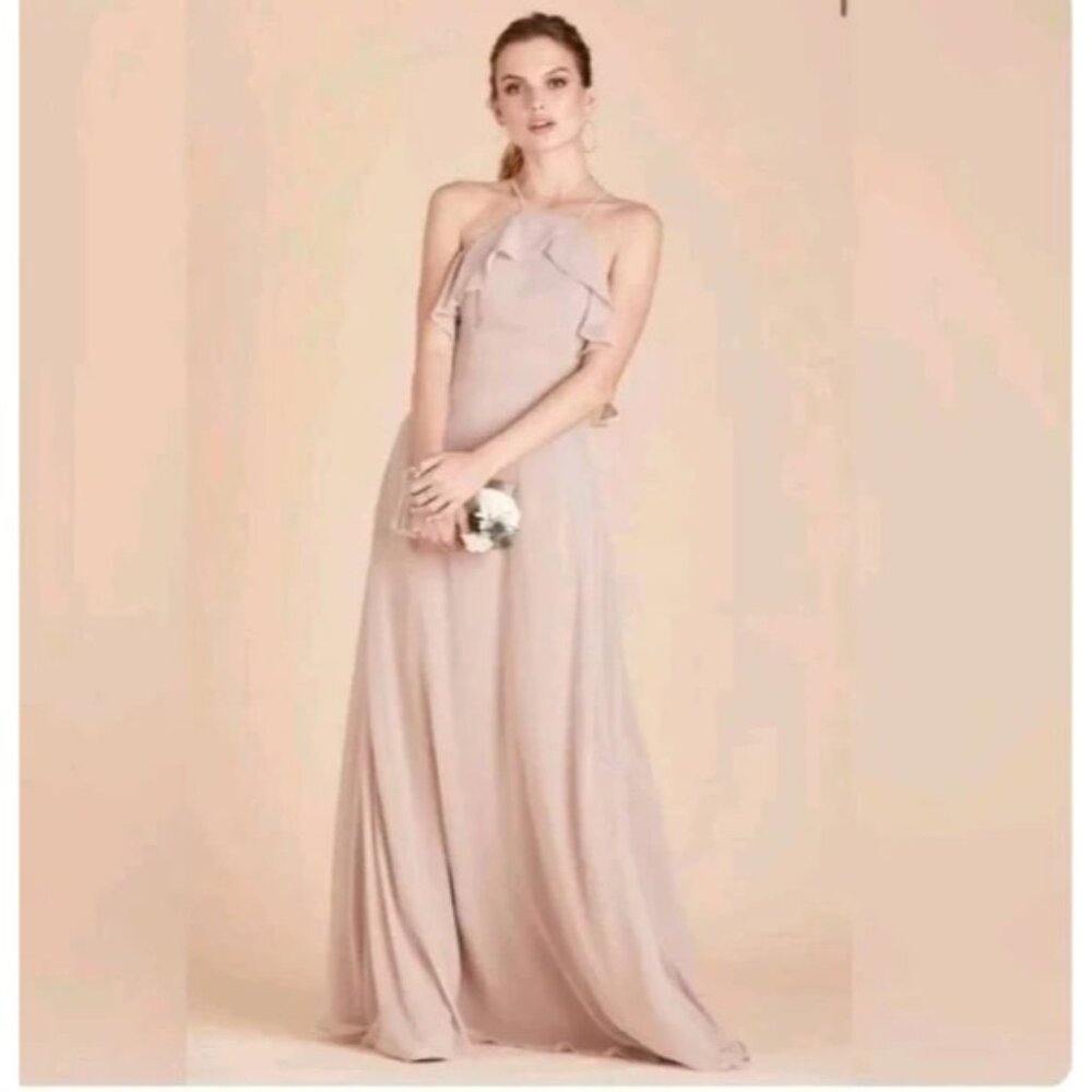 NEW Birdy Grey Jules Champagne Maxi Dress XL Ruffled Halter Bridesmaid Formal Pr - Picture 11 of 11